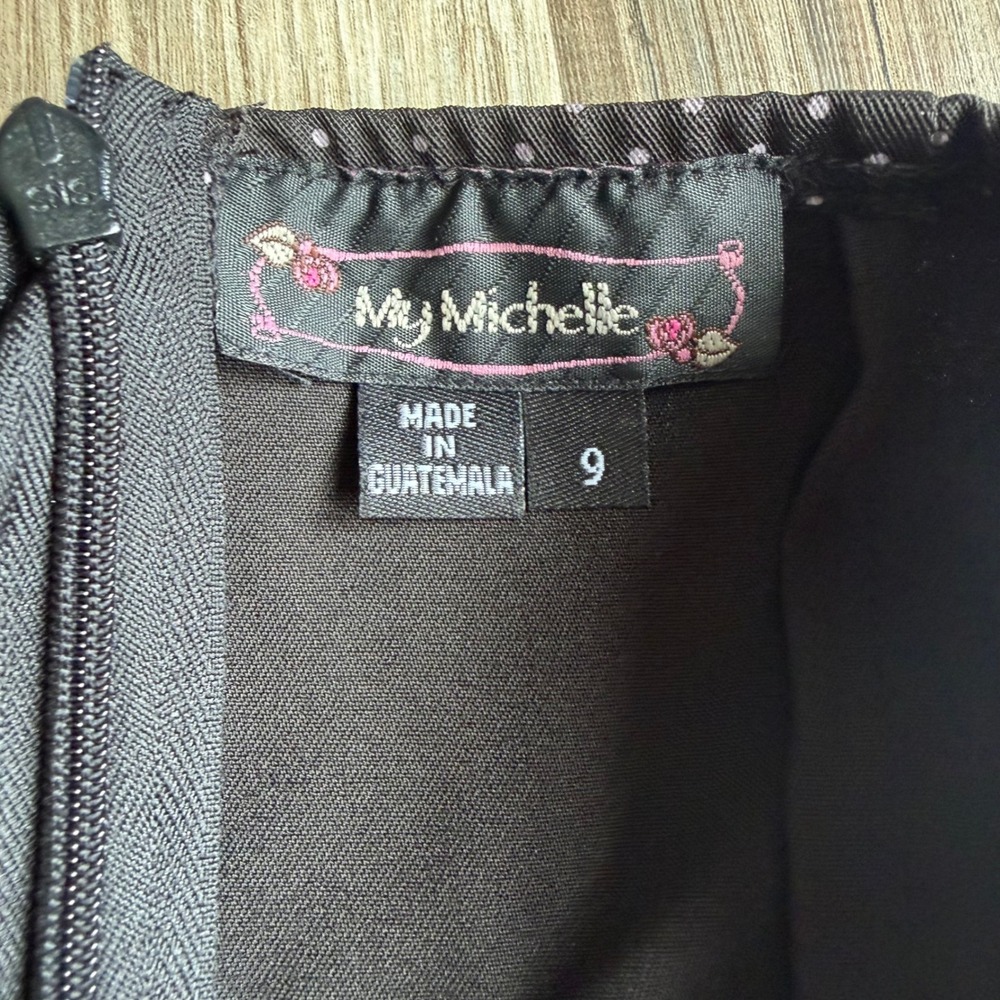 Vintage My Michelle Black Polka Dot Halter Dress Sweetheart Bow Rockabilly Pinup - Picture 4 of 7